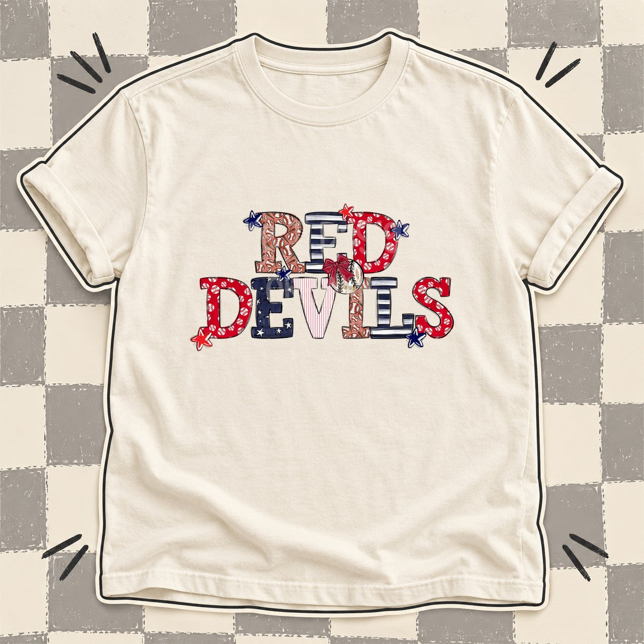 Mixed Doodle Baseball Mascots – Ballpark Classic Red Devils design