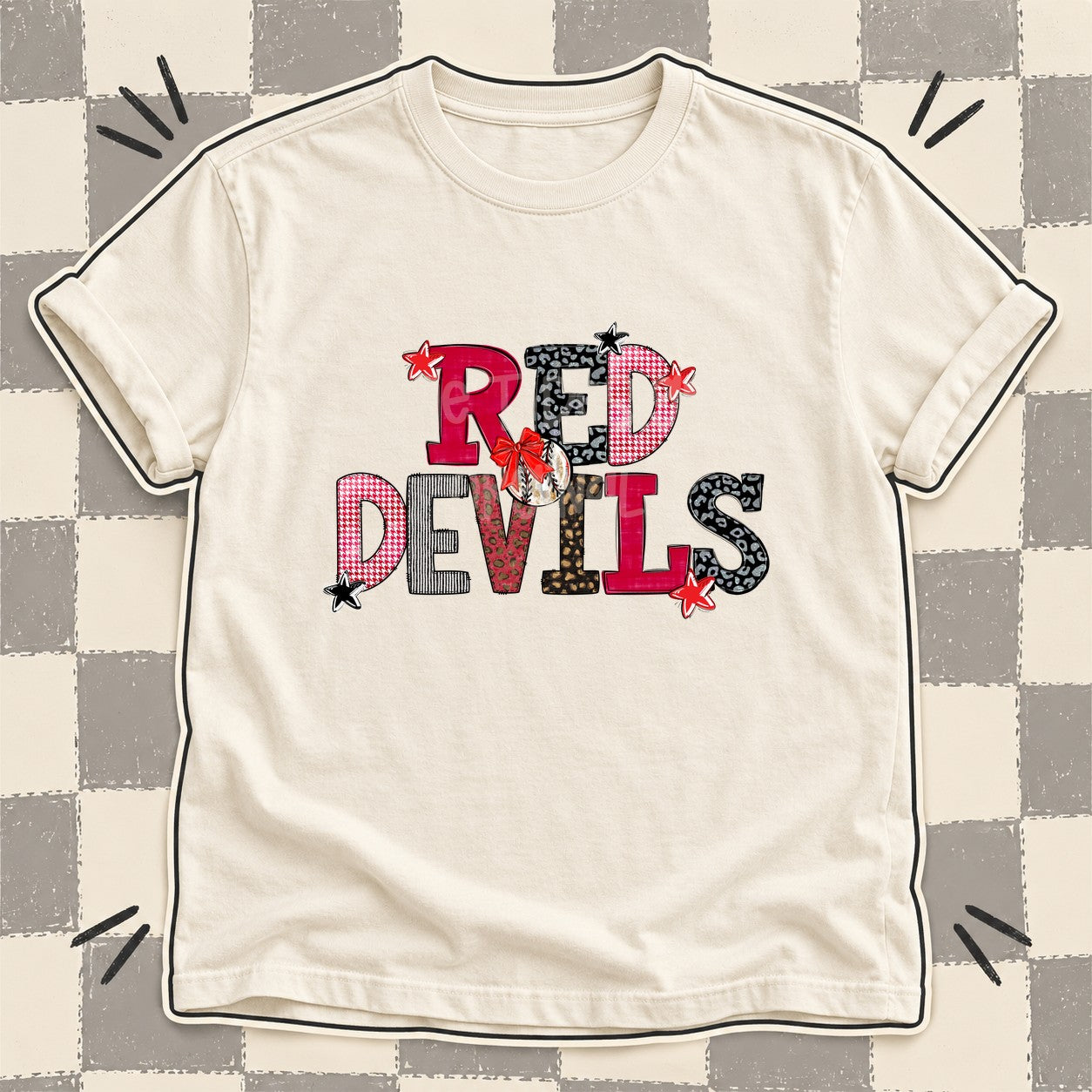 Mixed Doodle Baseball Mascots – Mascot Colors Red Devils Red Black design
