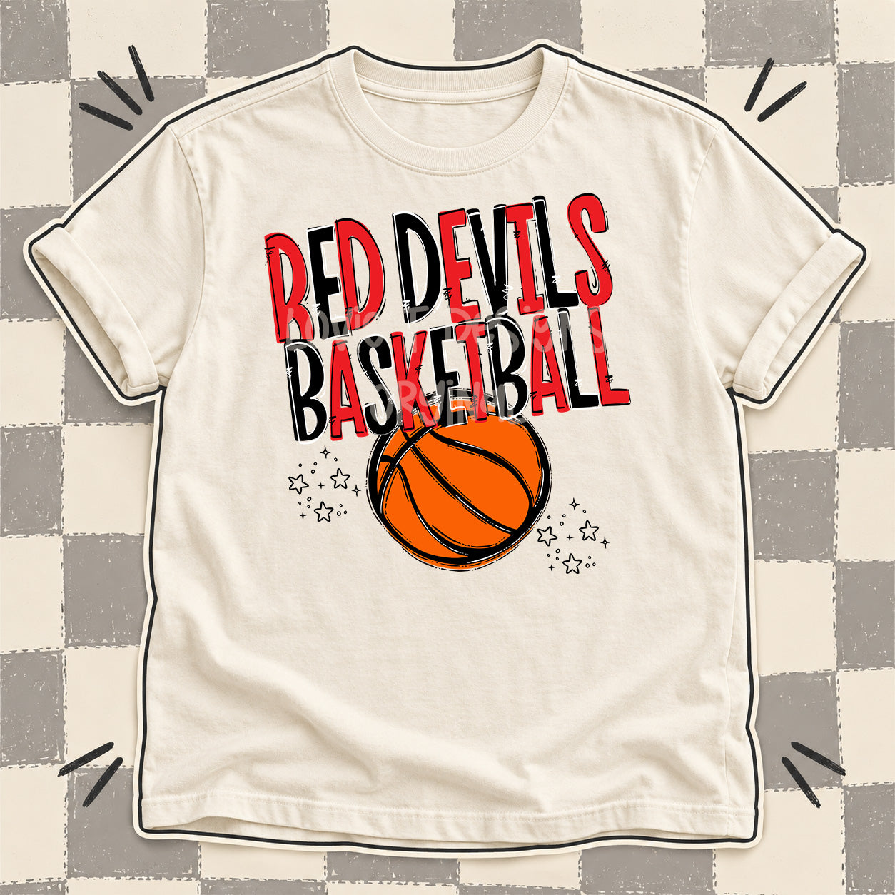 Team Go Basketball Mascots Red Devils Red Black design