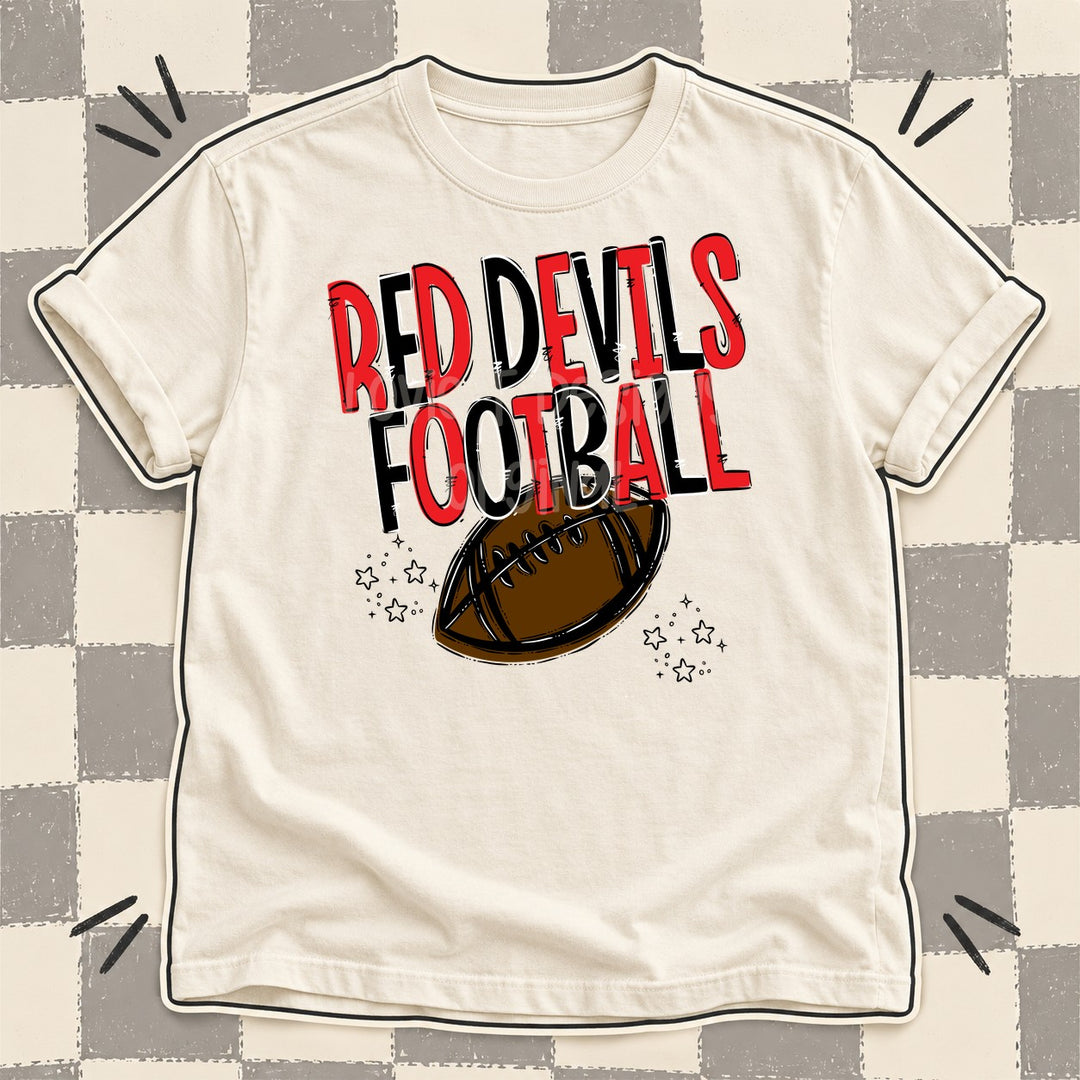 Red Devils Red Black Team Go Football Mascots DTF transfer mockup