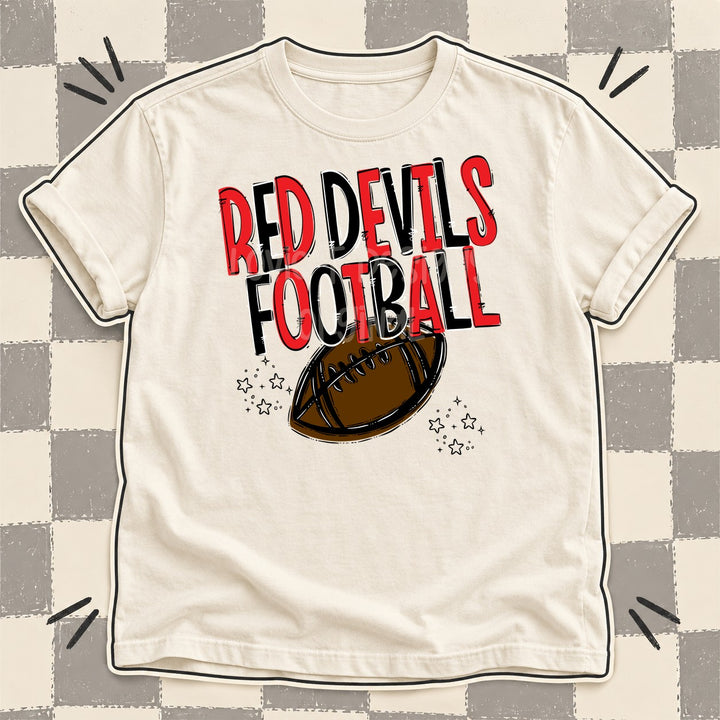 Red Devils Red Black Team Go Football Mascots DTF transfer mockup