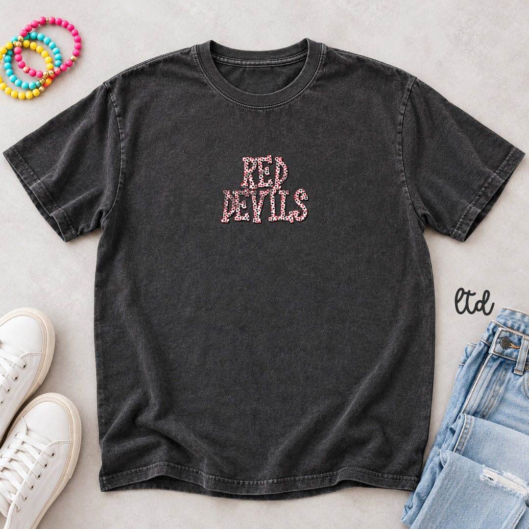 Red Devils Red Black Polka Dot Mascots DTF transfer mockup