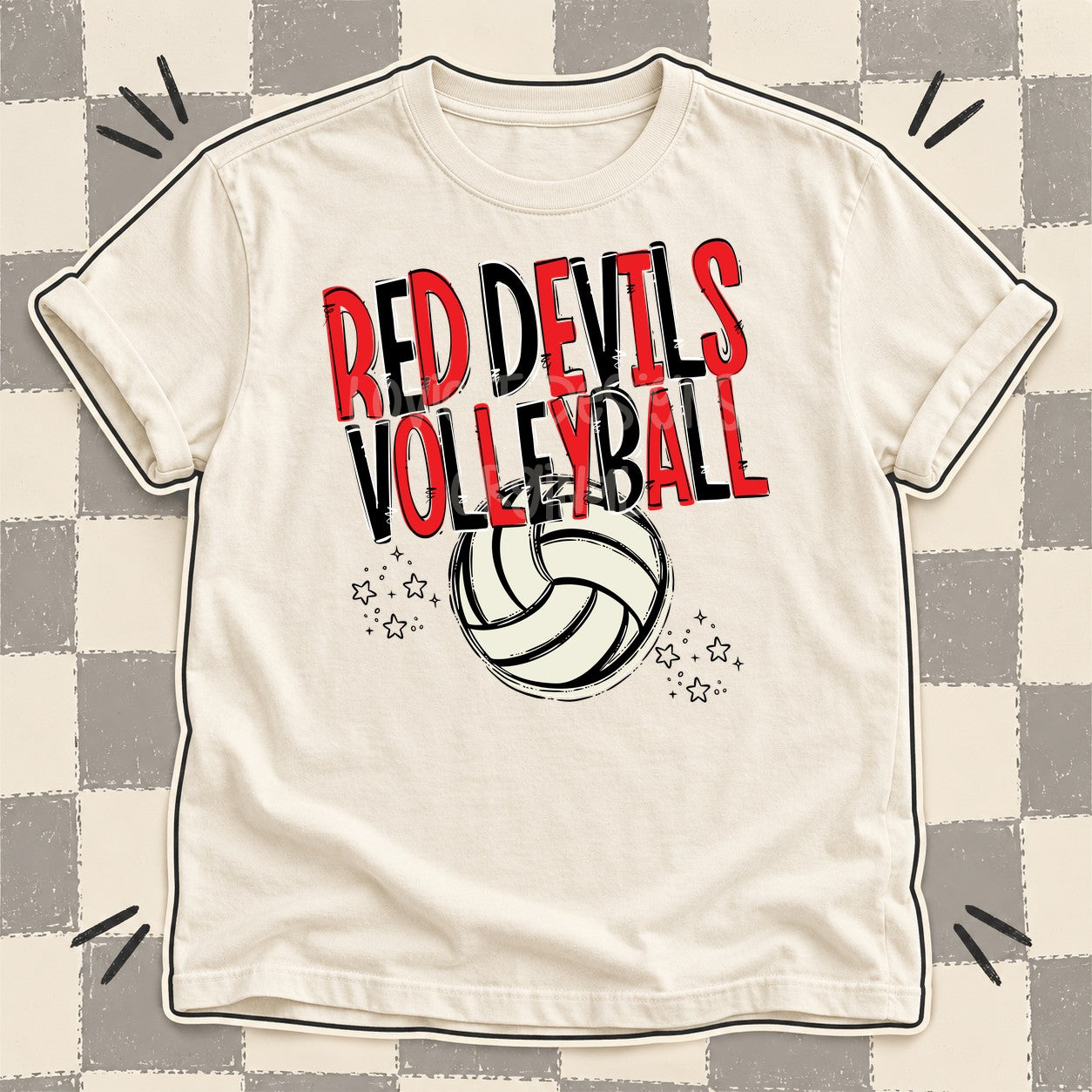 Team Go Volleyball Mascots Red Devils Red Black design