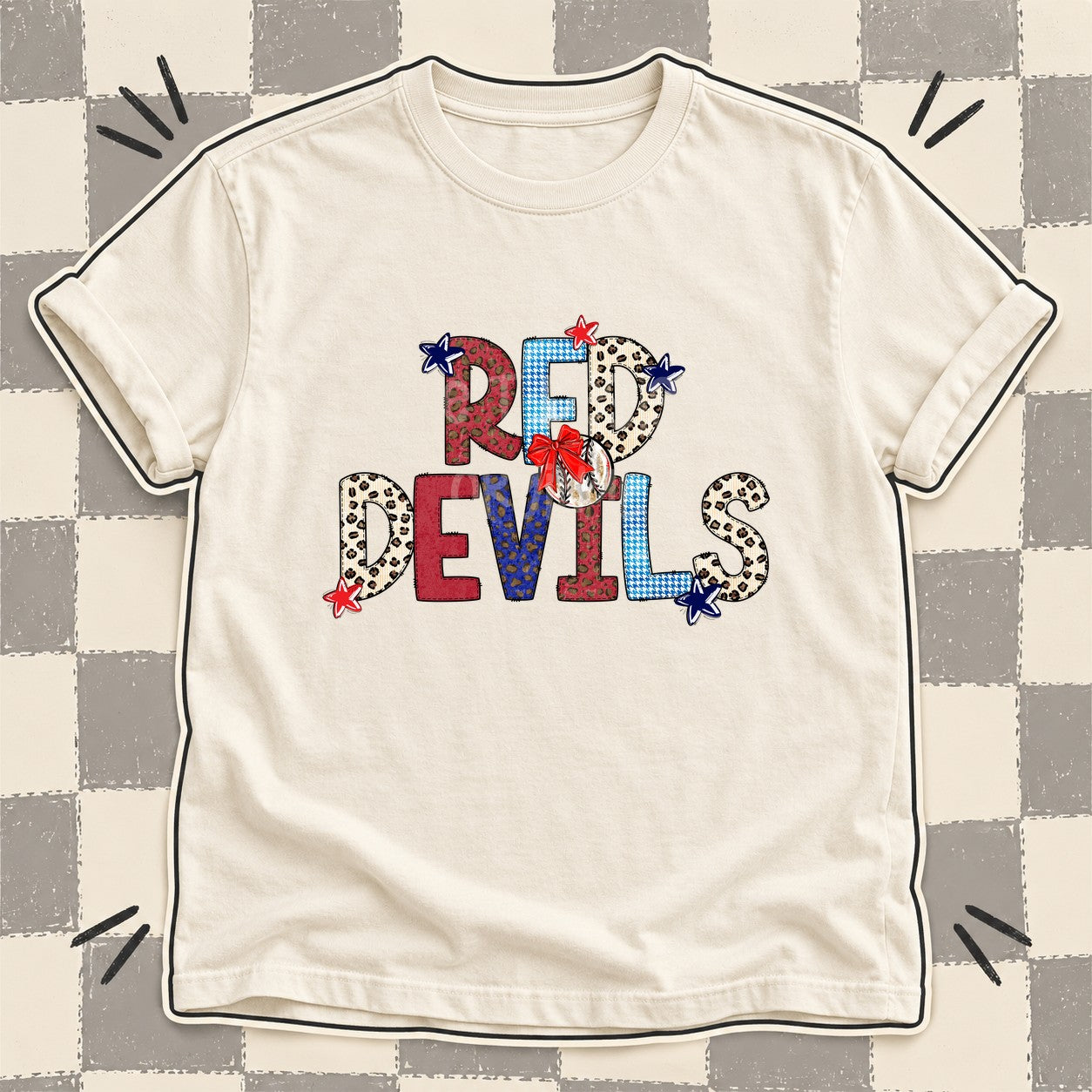 Mixed Doodle Baseball Mascots – Leopard Red Navy Red Devils design