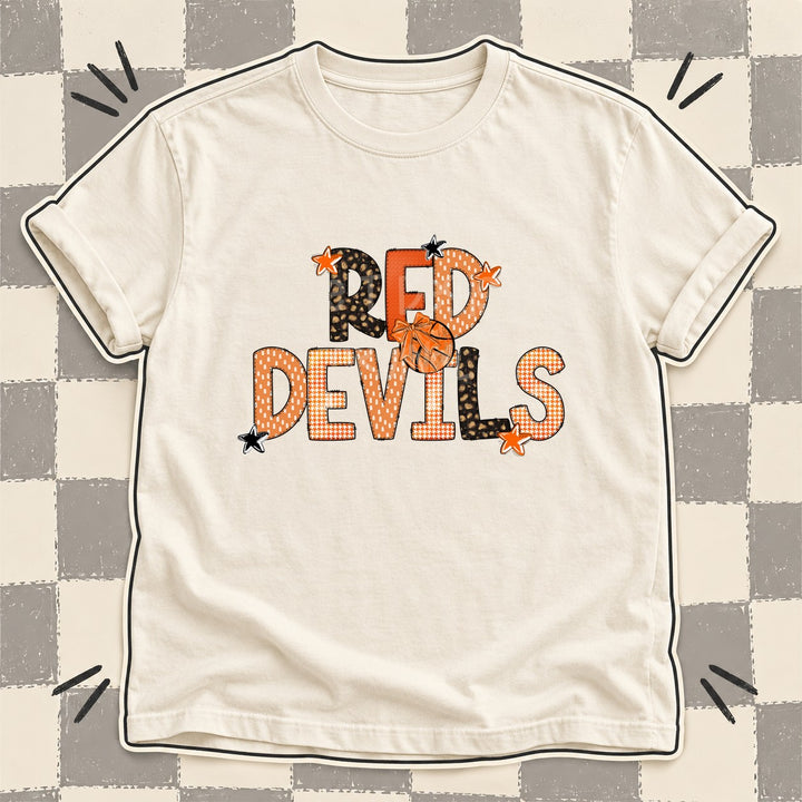 Red Devils Mixed Doodle Basketball Mascots – Leopard Court DTF transfer mockup