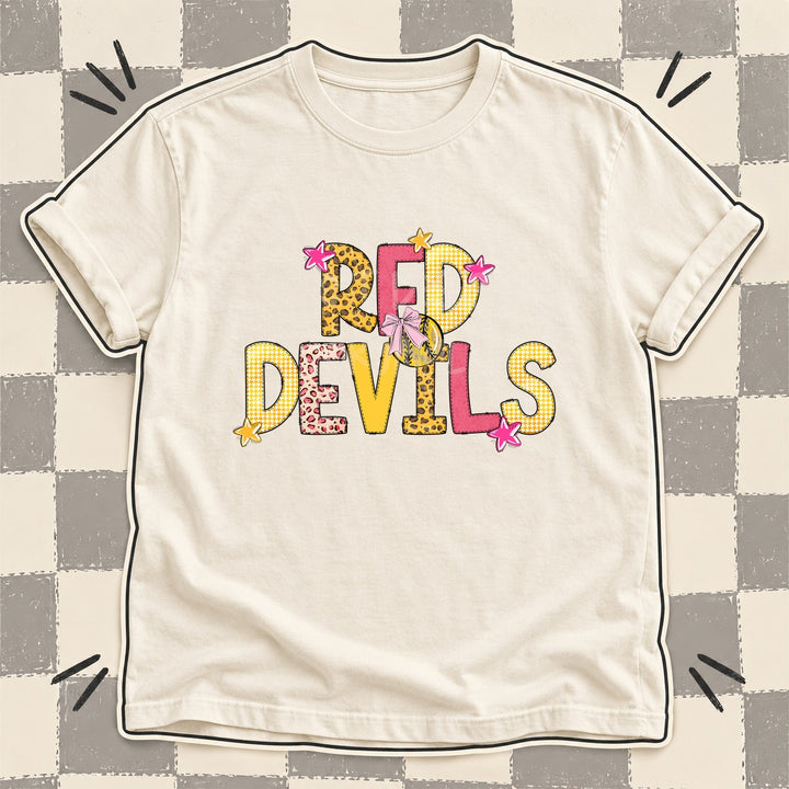 Red Devils Mixed Doodle Softball Mascots – Sunshine Leopard DTF transfer mockup