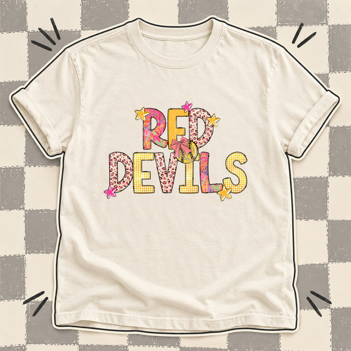 Red Devils Mixed Doodle Softball Mascots – Softball Brights DTF transfer mockup