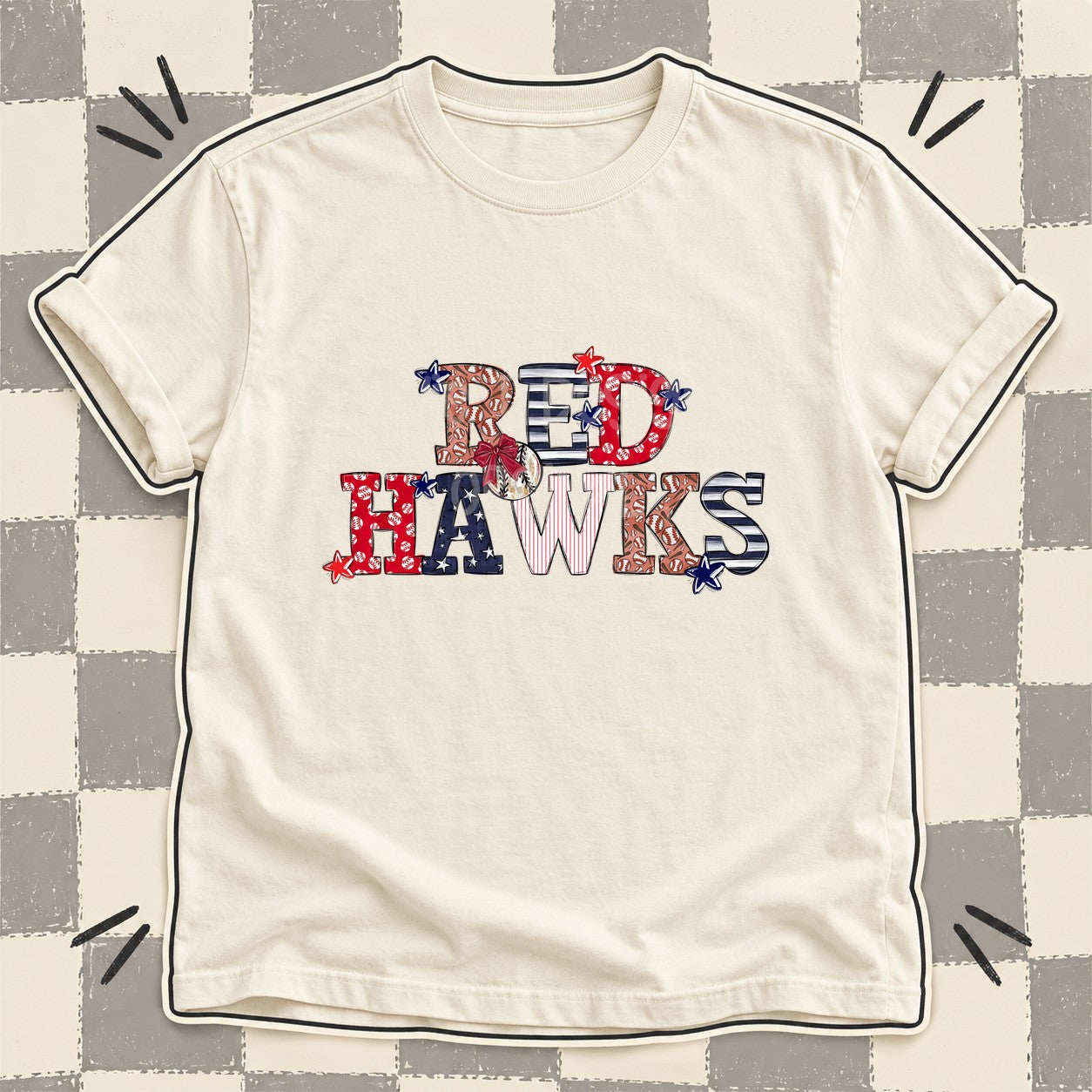 Mixed Doodle Baseball Mascots – Ballpark Classic Red Hawks design
