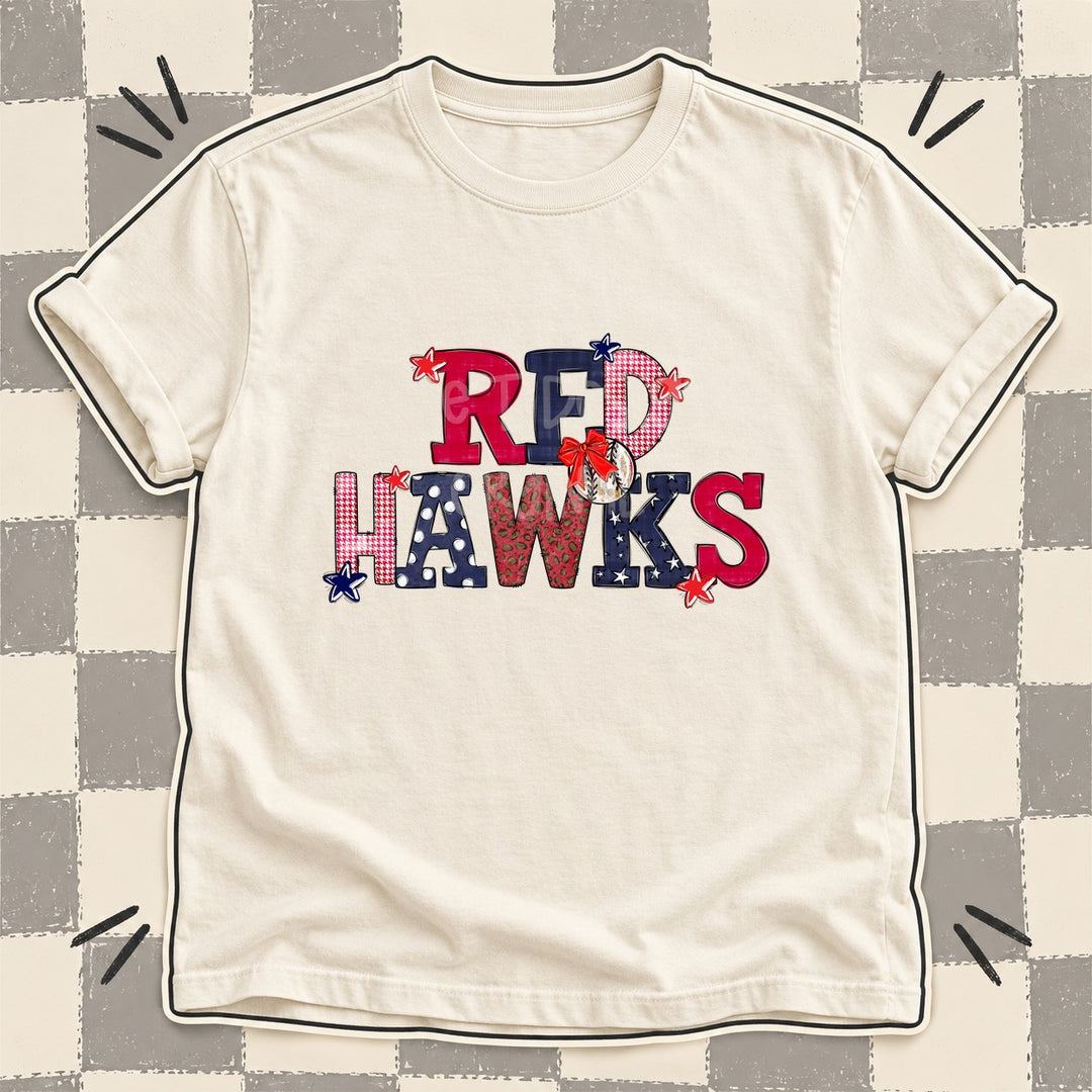 Red Hawks Red Navy Mixed Doodle Baseball Mascots – Mascot Colors DTF transfer mockup