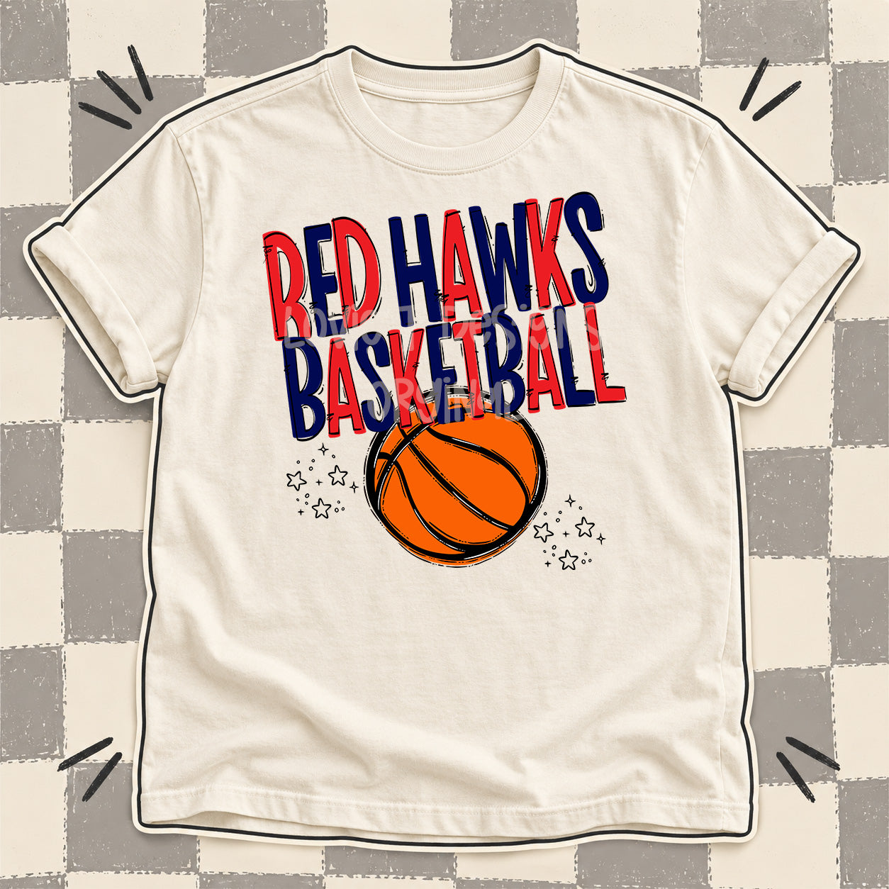 Team Go Basketball Mascots Red Hawks Red Navy design