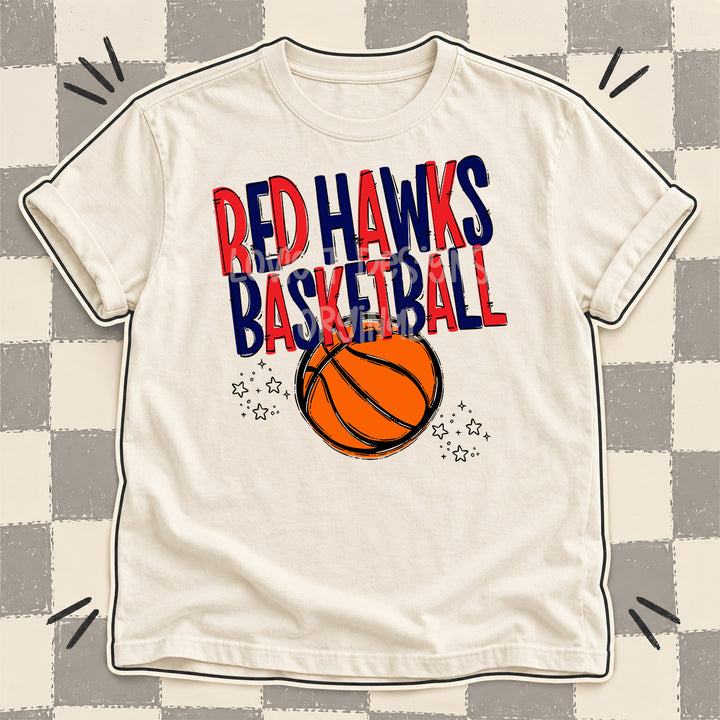 Red Hawks Red Navy Team Go Basketball Mascots DTF transfer