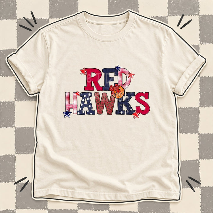 Red Hawks Red Navy Mixed Doodle Basketball Mascots – Mascot Colors DTF transfer mockup