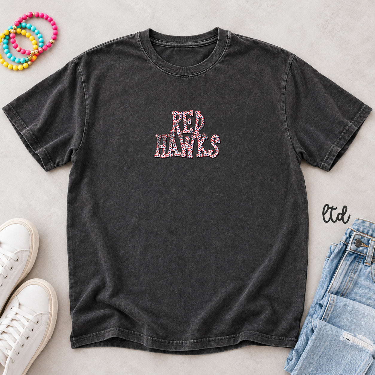 Polka Dot Mascots Red Hawks Red Navy Blue design