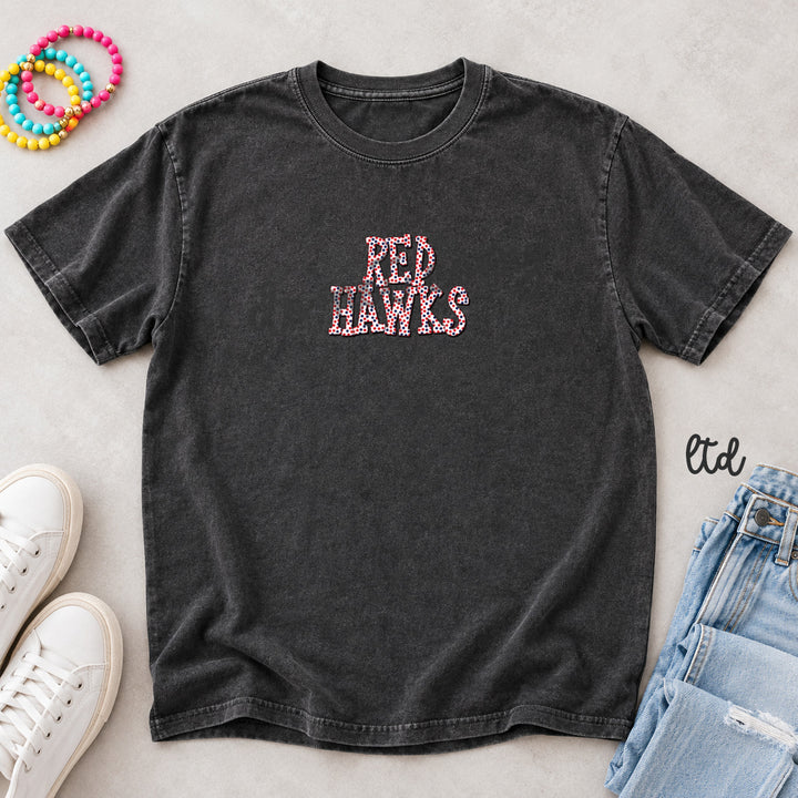 Red Hawks Red Navy Blue Polka Dot Mascots DTF transfer mockup