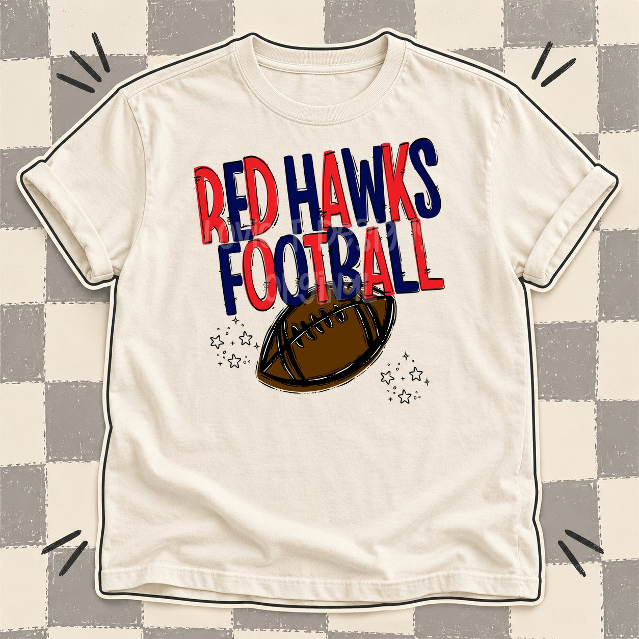 Team Go Football Mascots Red Hawks Red Navy design