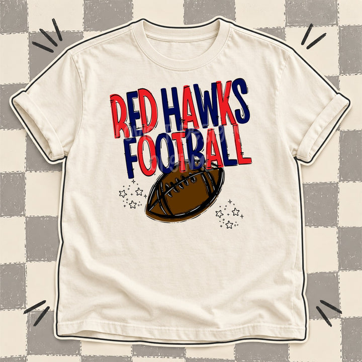 Red Hawks Red Navy Team Go Football Mascots DTF transfer mockup