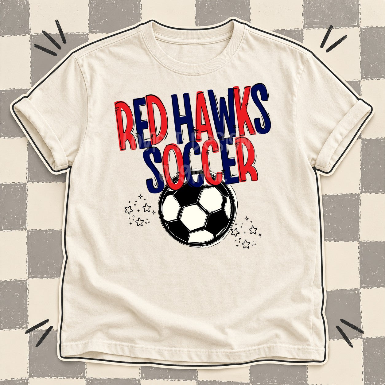 Team Go Soccer Mascots Red Hawks Red Navy design