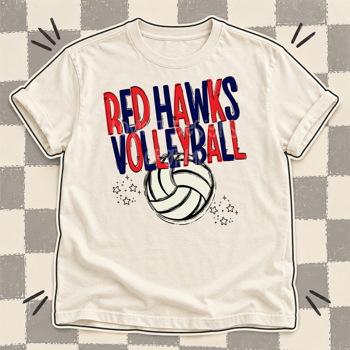 Red Hawks Red Navy Team Go Volleyball Mascots DTF transfer mockup