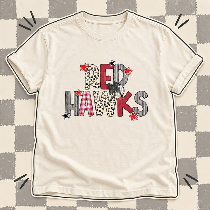 Red Hawks Mixed Doodle Baseball Mascots – Stitched Ballpark DTF transfer mockup