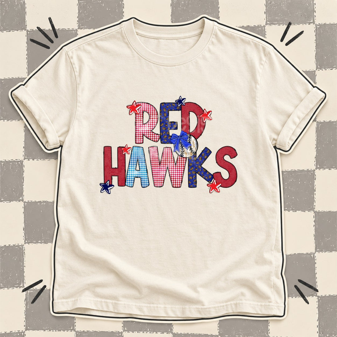 Red Hawks Mixed Doodle Baseball Mascots – Red and Royal DTF transfer mockup