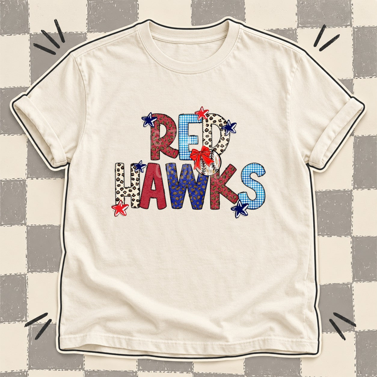 Mixed Doodle Baseball Mascots – Leopard Red Navy Red Hawks design