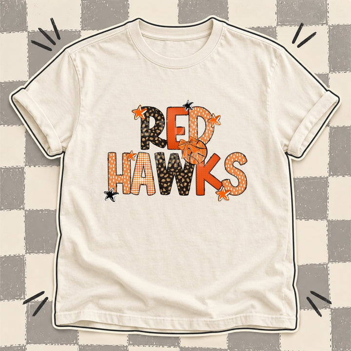 Red Hawks Mixed Doodle Basketball Mascots – Leopard Court DTF transfer mockup