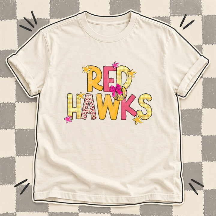 Red Hawks Mixed Doodle Softball Mascots – Stitched Softball DTF transfer mockup