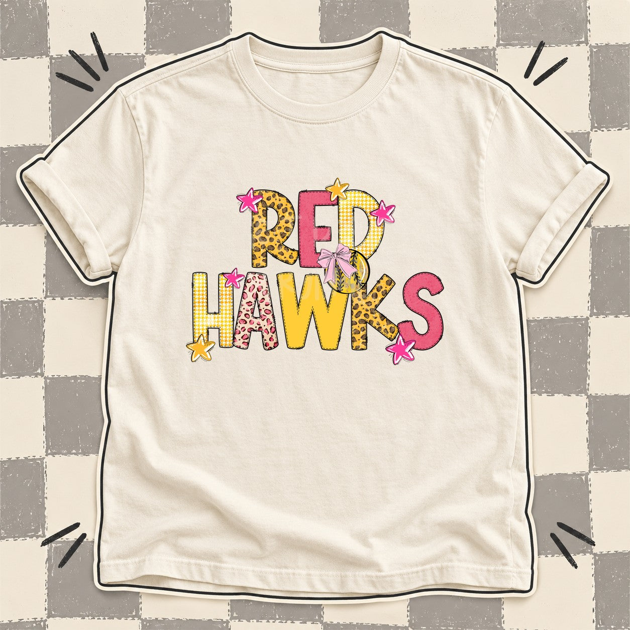 Mixed Doodle Softball Mascots – Sunshine Leopard Red Hawks design