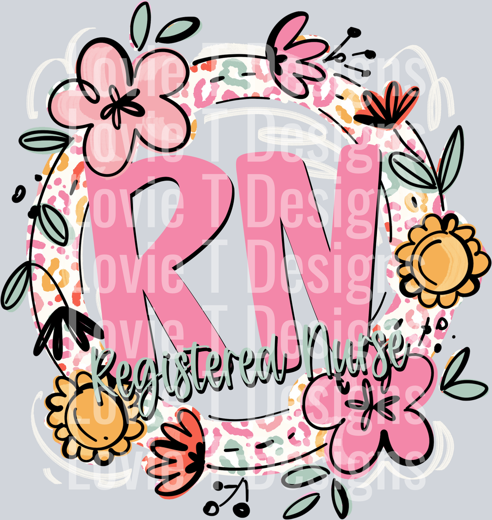 REGISTERED NURSE FLORAL AND LEOPARD FRAME