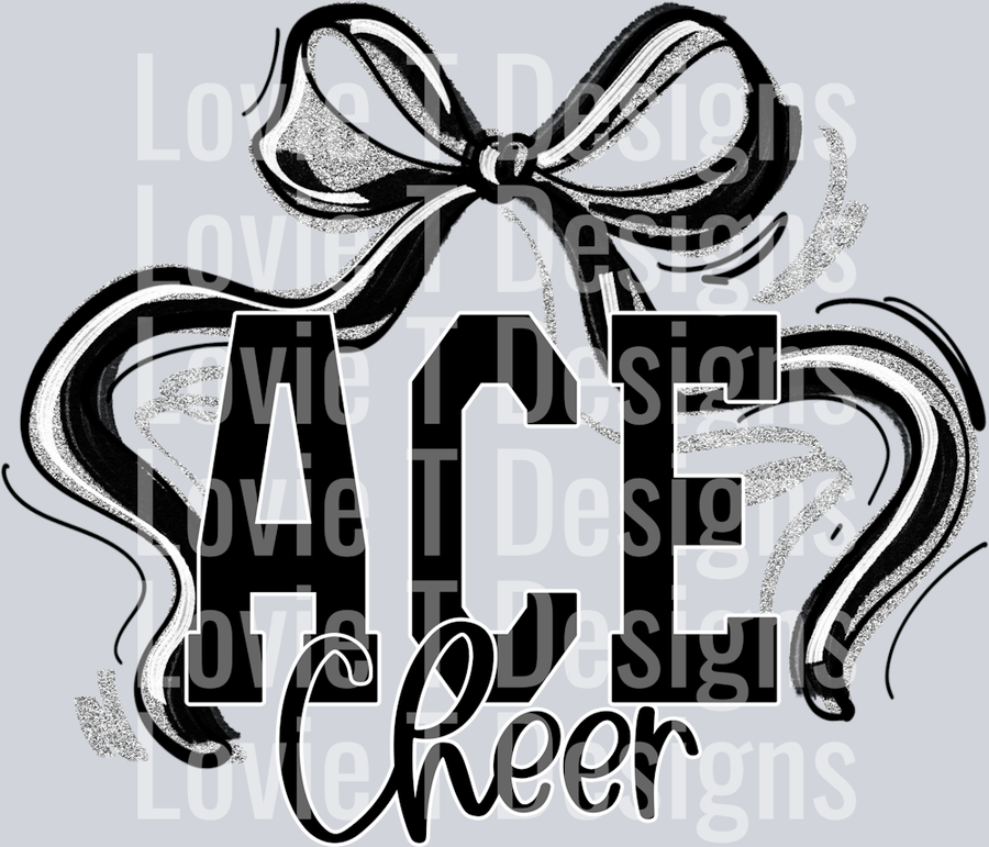 RIBBON SPORTS BOW BLACK AND SILVER ACE CHEER