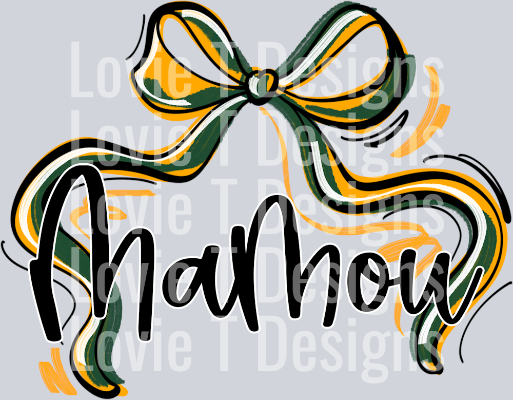 RIBBON SPORTS BOW DARK GREEN AND YELLOW GOLD MAMOU