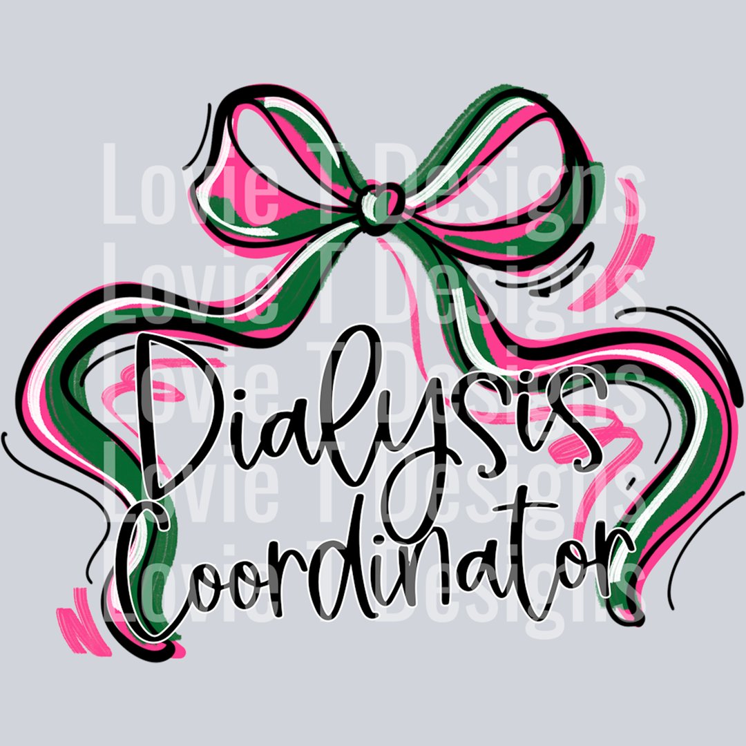 Ribbon Sports Bow Dialysis Coordinator Kelly Green Pink – DTF Transfer