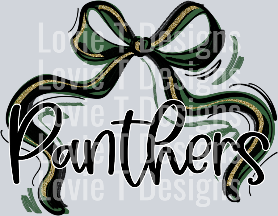 RIBBON SPORTS BOW HUNTER GREEN GOLD AND WHITE PANTHERS