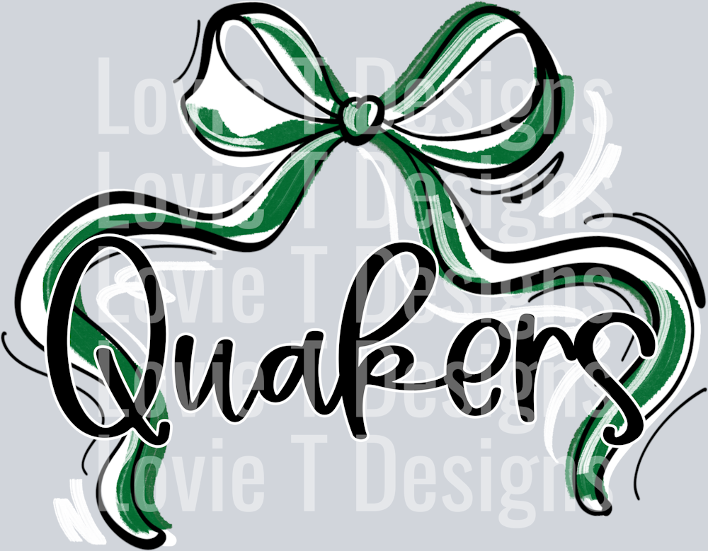 RIBBON SPORTS BOW KELLY GREEN AND WHITE QUAKERS