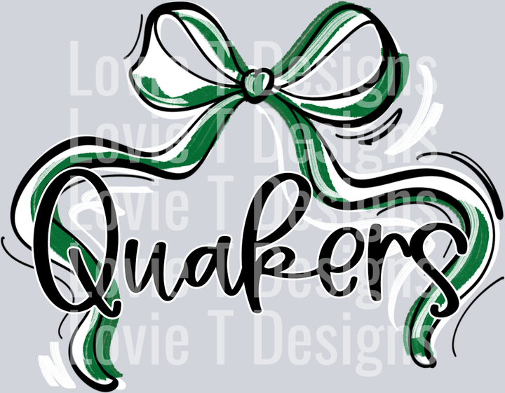 RIBBON SPORTS BOW KELLY GREEN AND WHITE QUAKERS