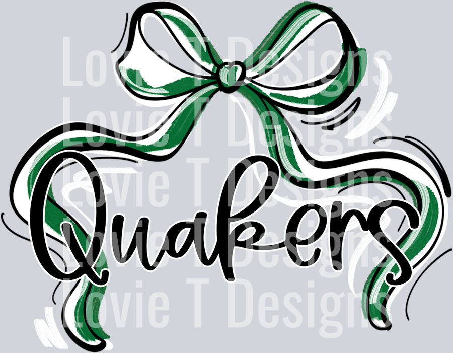 RIBBON SPORTS BOW KELLY GREEN AND WHITE QUAKERS