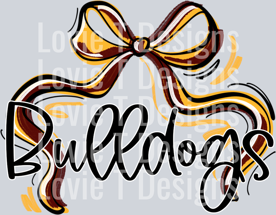 RIBBON SPORTS BOW MAROON YELLOW GOLD WHITE BULLDOGS