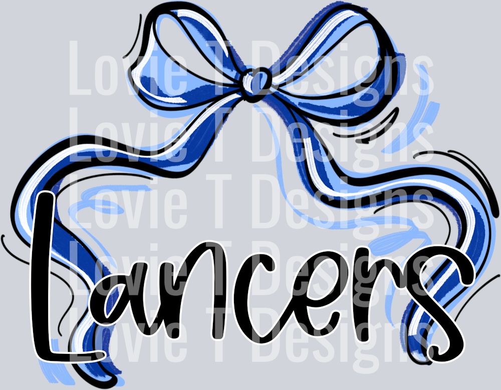 RIBBON SPORTS BOW NAVY AND COLUMBIA BLUE LANCERS