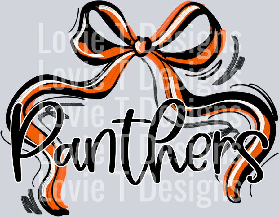 RIBBON SPORTS BOW ORANGE BLACK AND WHITE PANTHERS