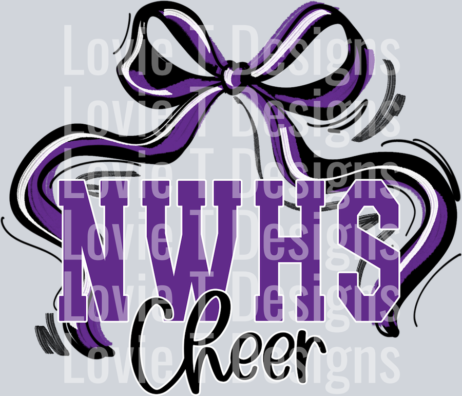 RIBBON SPORTS BOW PURPLE AND BLACK NWHS CHEER