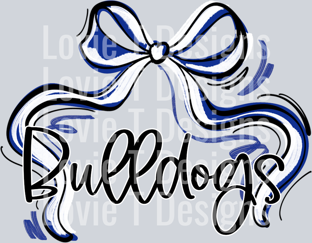 RIBBON SPORTS BOW ROYAL AND WHITE BULLDOGS