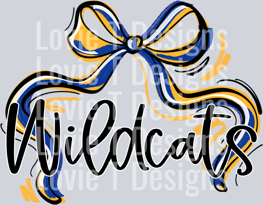 RIBBON SPORTS BOW ROYAL AND YELLOW GOLD WILDCATS