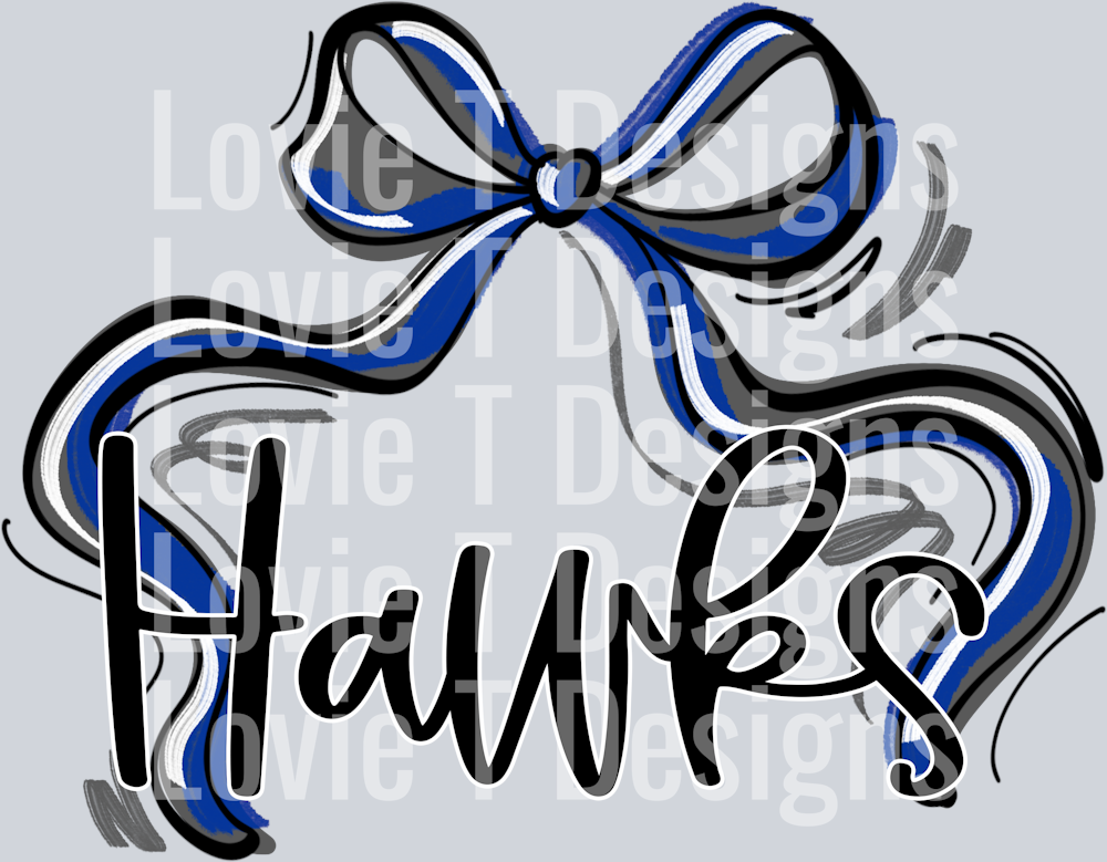 RIBBON SPORTS BOW ROYAL BLACK AND GRAY HAWKS