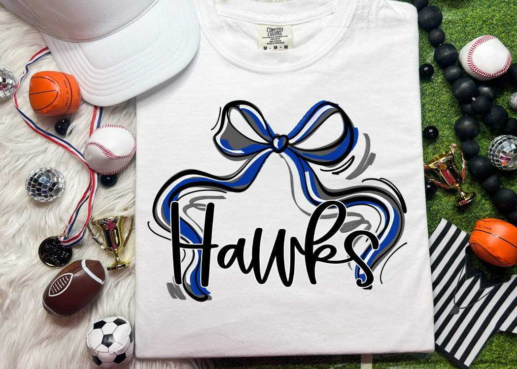 RIBBON SPORTS BOW ROYAL BLACK AND GRAY HAWKS