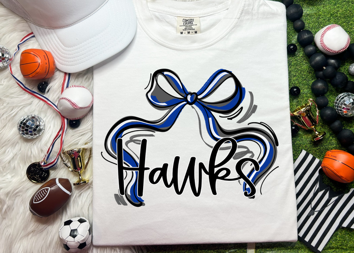 RIBBON SPORTS BOW ROYAL BLACK AND GRAY HAWKS