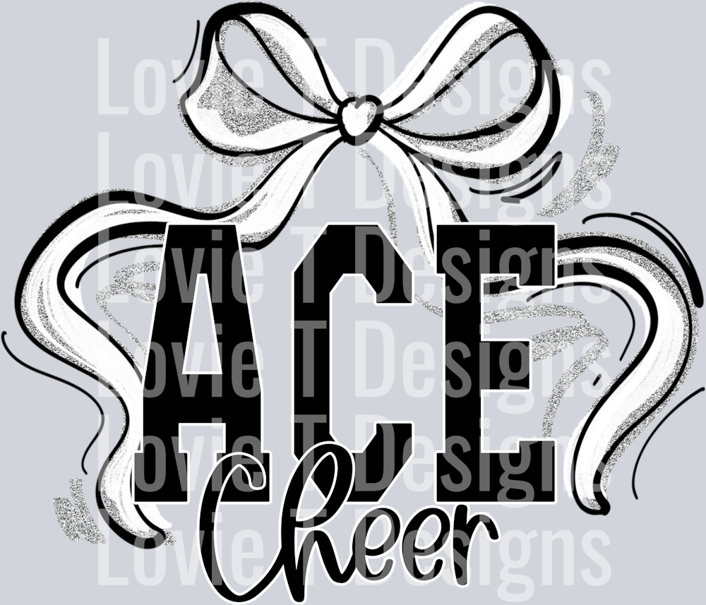 RIBBON SPORTS BOW SILVER AND WHITE ACE CHEER