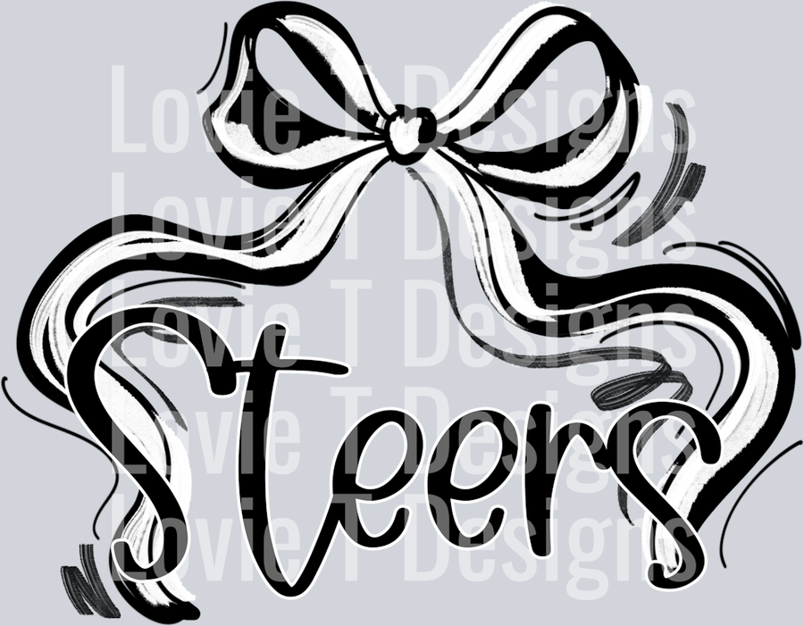 RIBBON SPORTS BOW WHITE AND BLACK STEERS