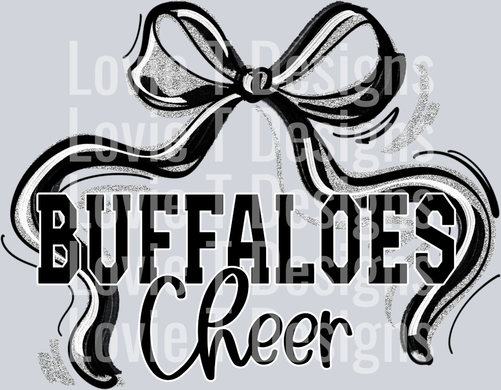 RIBBON SPORTS BOW WHITE AND SILVER BUFFALOES CHEER