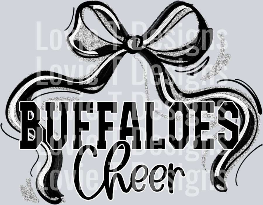 RIBBON SPORTS BOW WHITE AND SILVER BUFFALOES CHEER