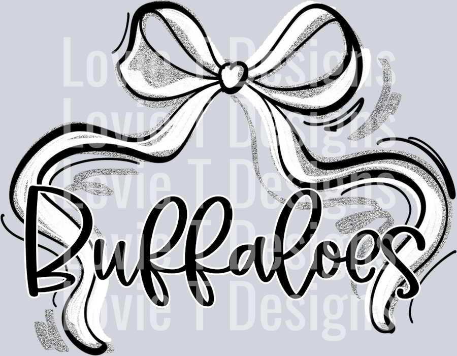 RIBBON SPORTS BOW WHITE AND SILVER BUFFALOES